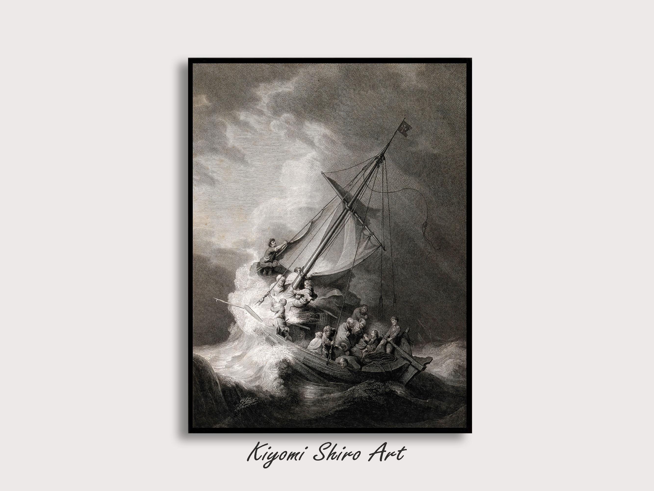 Jesus at the Sea of Galilee Famous Etching Artwork, Christ in the