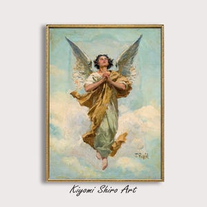 Beautiful Angel Painting, Celestial Being, Baroque Era Art, Angelic Art Print, Purity Symbol Artwork, Vintage Angel, Celestial Symbolism