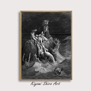 The Flood Book of Genesis 6–9 Famous Engraving Art, The Deluge, Gustave Dore Illustration, Bible Story Biblical Flood, Great Flood Art