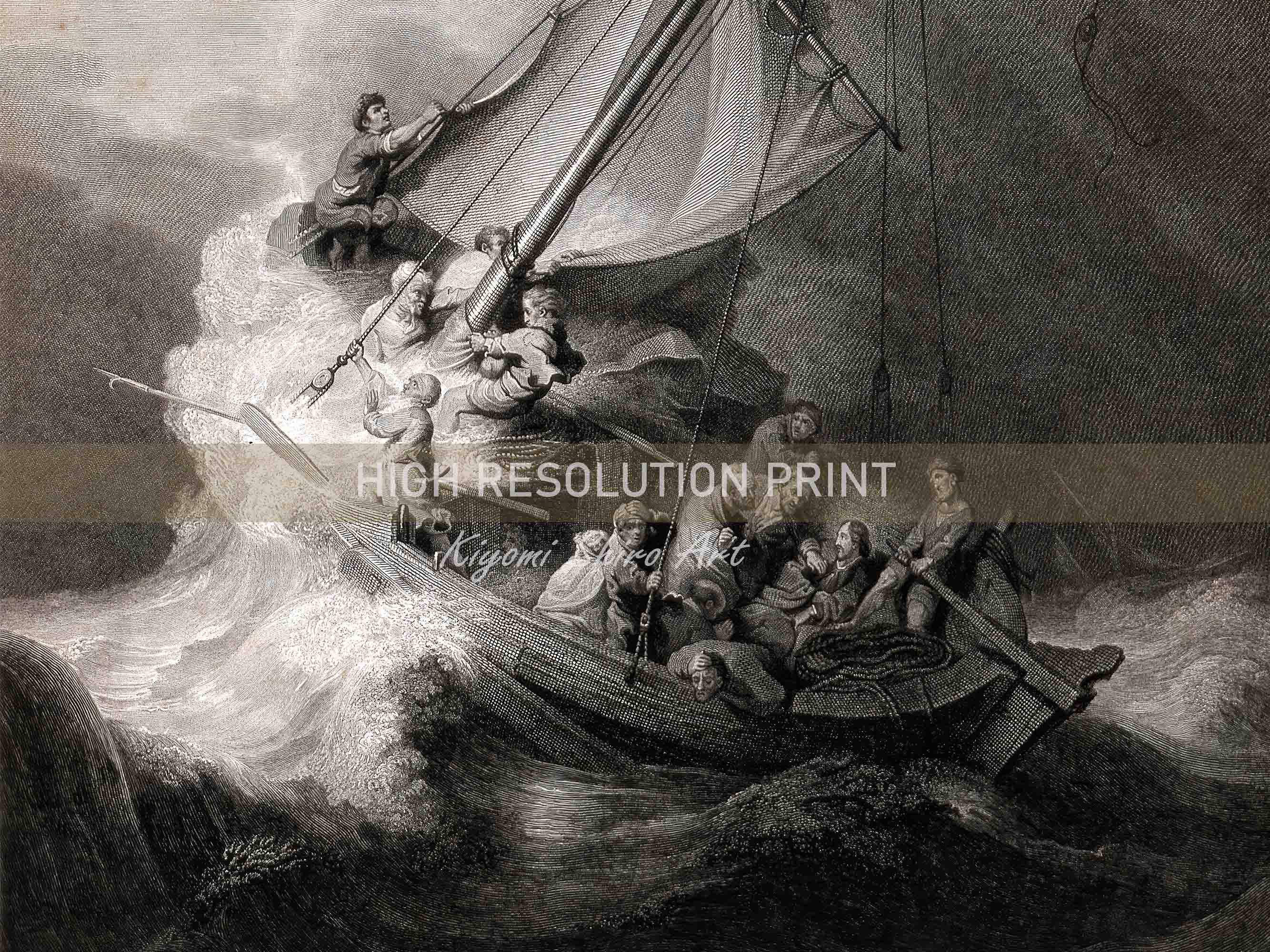 Jesus at the Sea of Galilee Famous Etching Artwork, Christ in the