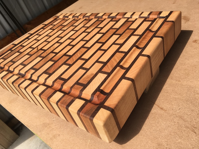 End Grain Cutting Board Brick Pattern Curly Maple and Etsy
