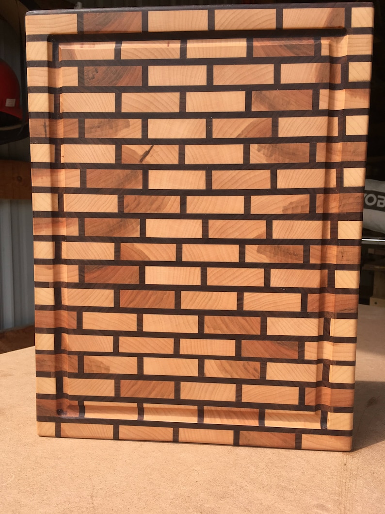 End Grain Cutting Board Brick Pattern Curly Maple and Etsy