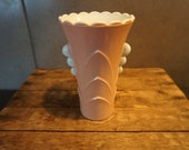 1940 39 s Fire King Pink Art Deco Vase with White Vitrock Interior