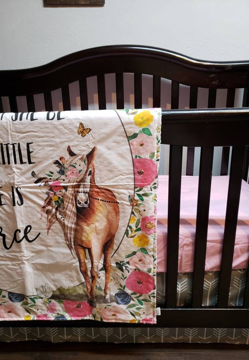 Baby Girl Beddingpretty Horses Flowers Toddler Bedding Etsy