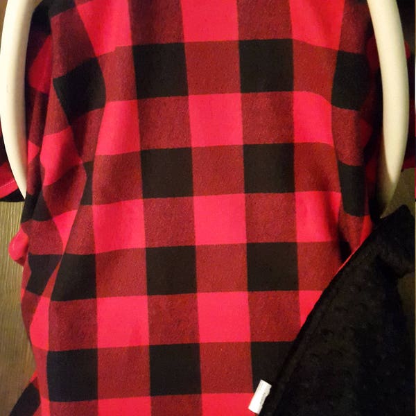 Buffalo check carseat canopy/flannel buffalo check tent/black & red check blanket/buffalo plaid nursery/carseat cover