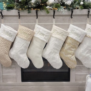 Christmas stockings, light gold, ivory Christmas stockings, elegant stockings, modern Christmas, gold christmas,Christmas presents