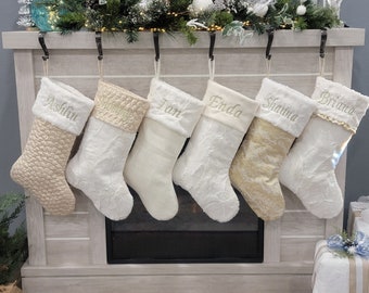 Christmas stockings, light gold, ivory Christmas stockings, elegant stockings, modern Christmas, gold christmas,Christmas presents