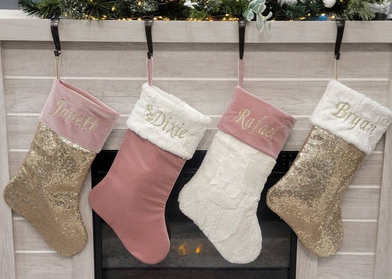 Pink and gold christmas stockings Clearance