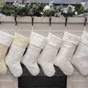 Ivory and light gold stockings,white and light gold stockings, neutral christmas stockings, elegant stockings