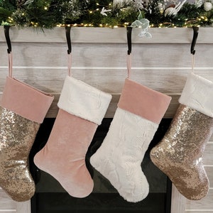 Pink Christmas stockings,champagne stockings,gold stockings,Pink Christmas,ivory stockings, Christmas decorations