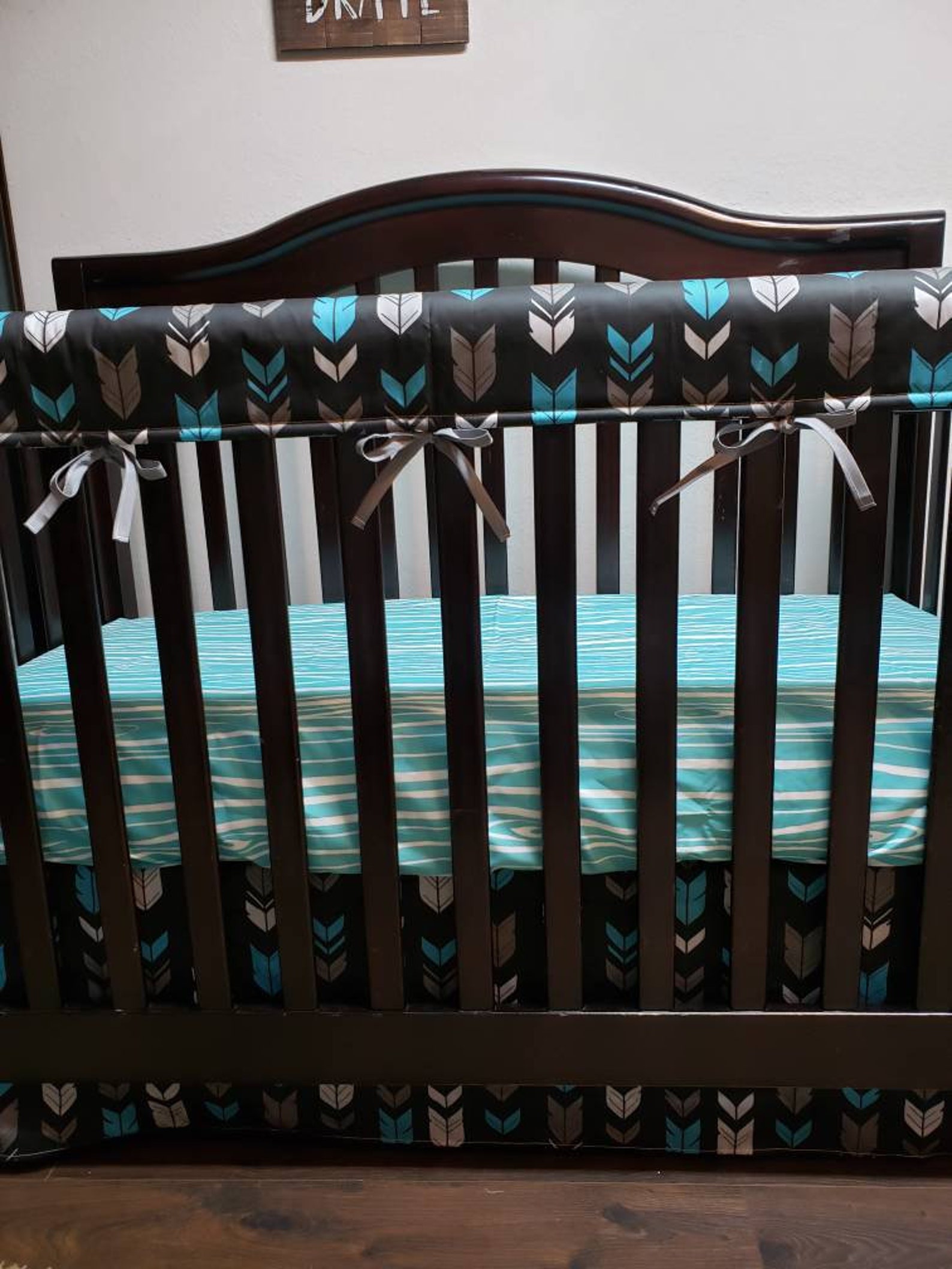 Teal Bedding/baby Crib Set/wholeclothe Blanket/patchwork Etsy