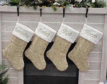 Light gold web christmas stockings,elegant stockings,gold christmas,ivory stockings