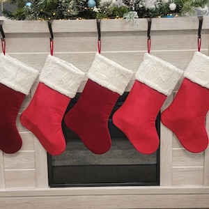 Red velvet christmas stockings, elegant Christmas, traditional christmas stockings, personalized christmas stockings