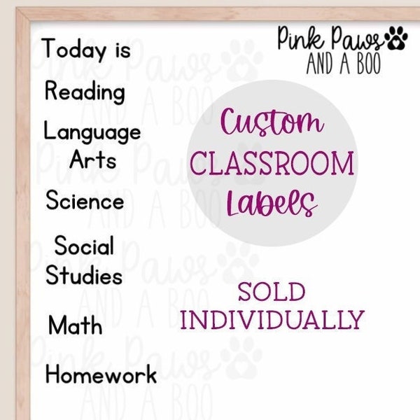 Classroom Labels, White board Labels, Dry Erase Board Decals, Teacher Decals, Back to School Labels, Calendar Labels, Chalkboard Labels