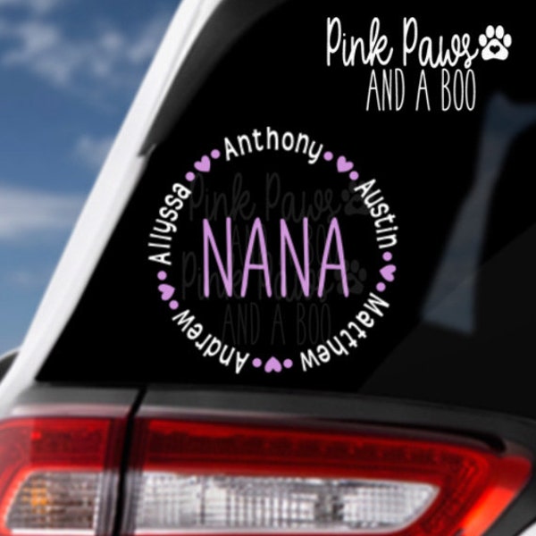 Personalized Grandma Decal, Personalized Nana Decal, Grandkids Name Decal, Personalized Grandkids Name Sticker, Personalized Mema Decal