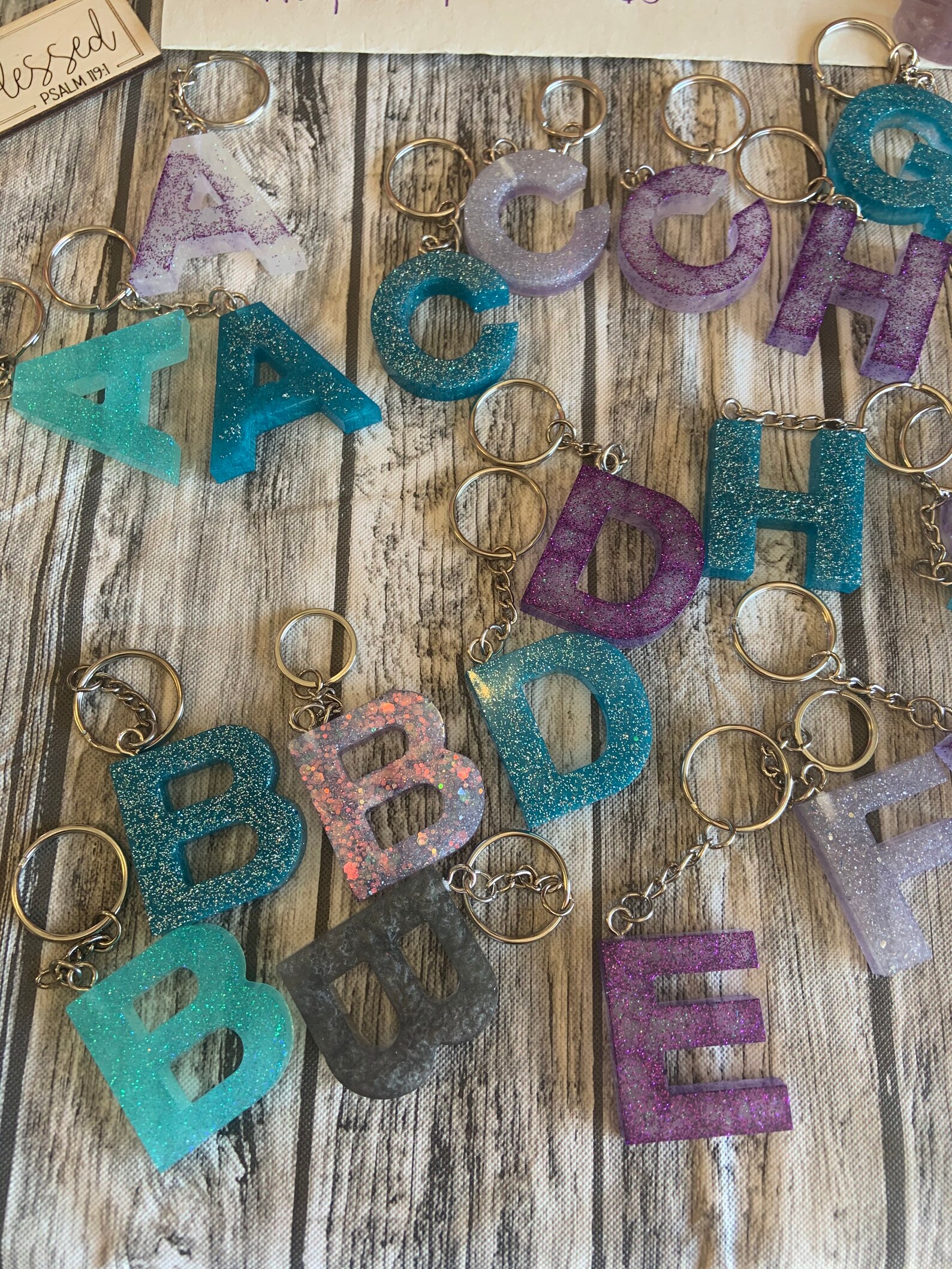 Letter Keychains. Glitter Epoxy Keychains. Etsy