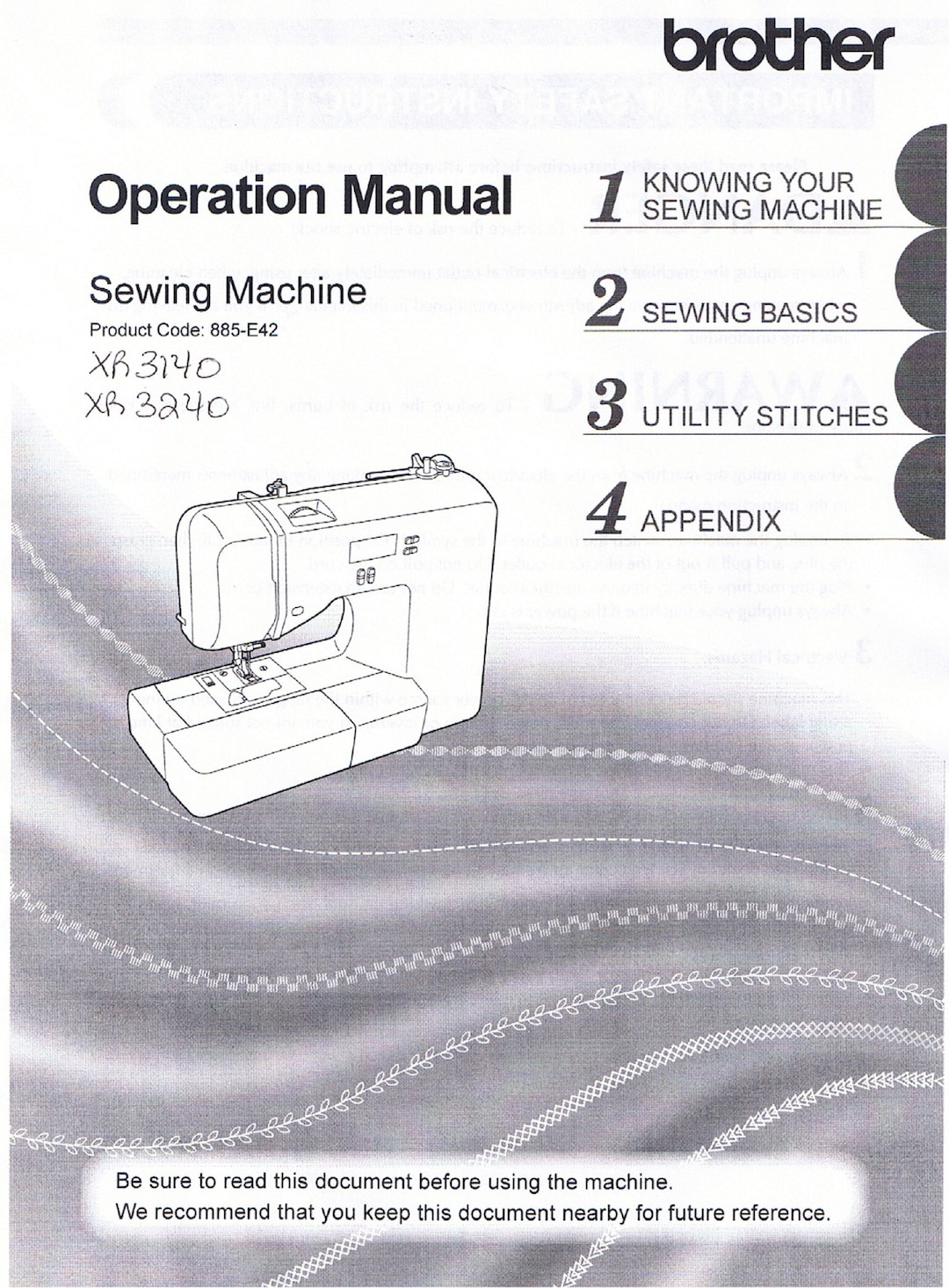 Brother XR3140 XR3240 Sewing Machine Operation Operating Users Etsy
