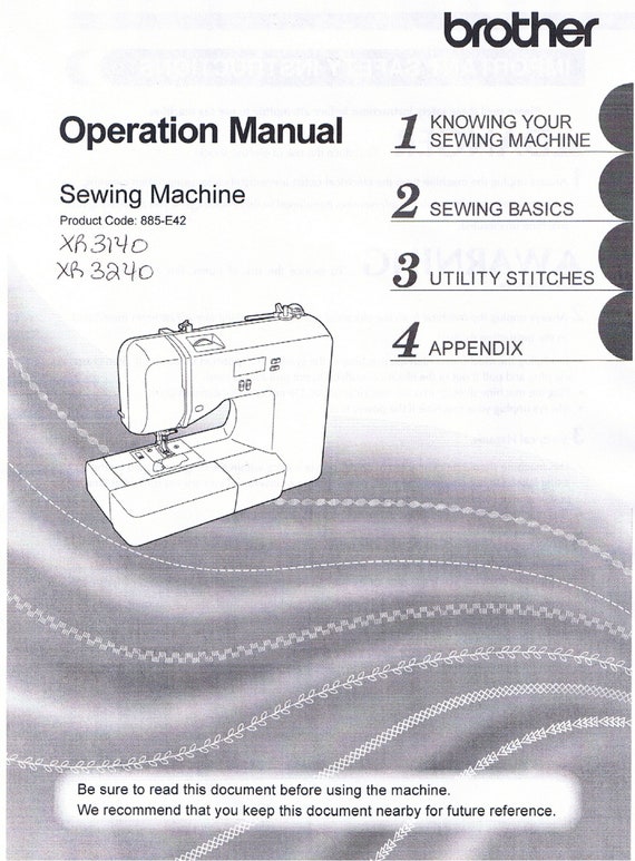 Brother XR3140 XR3240 Sewing Machine Operation Operating Users