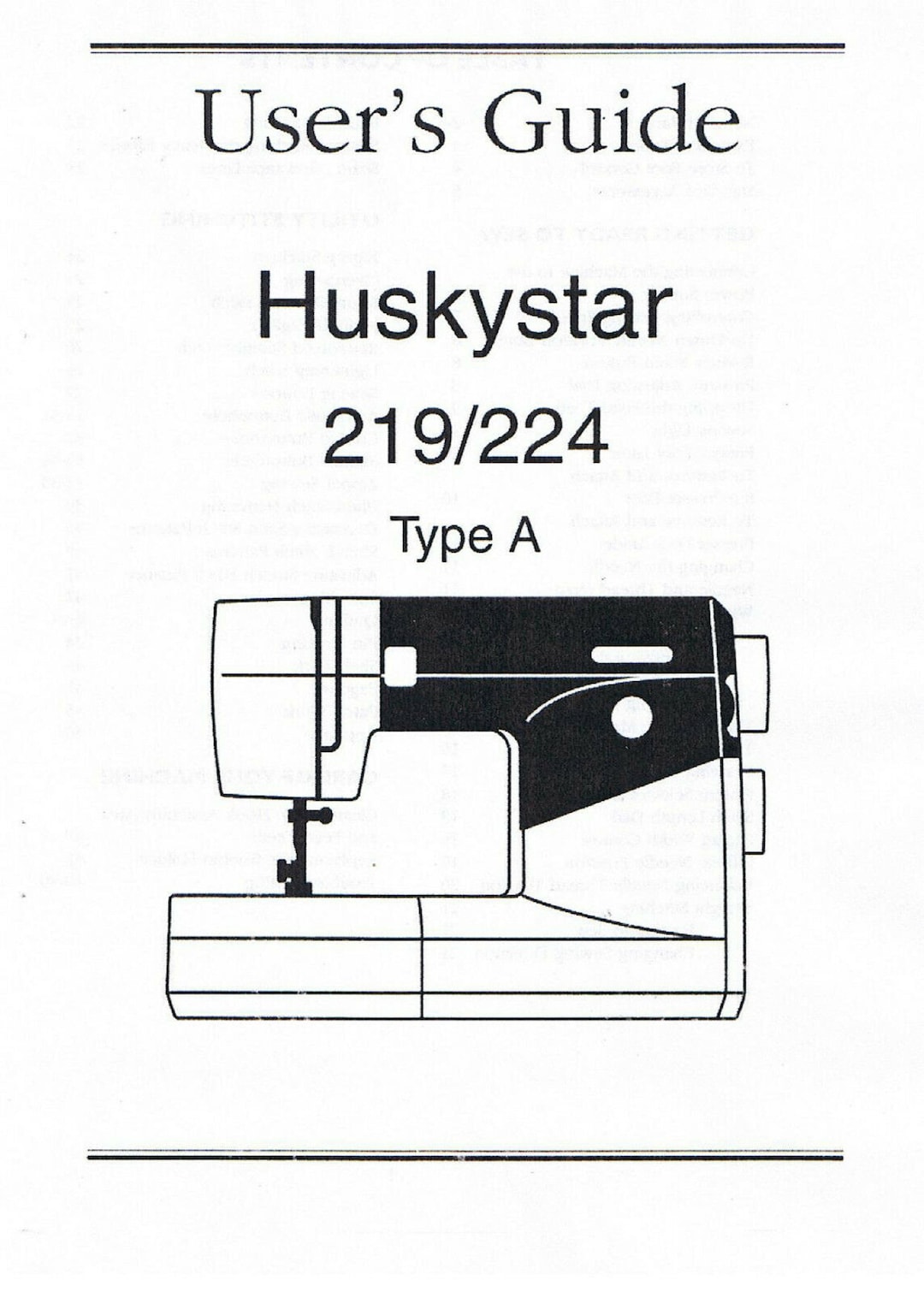 Husqvarna Viking Huskystar 219 224 Sewing Machine Owners Users Guide