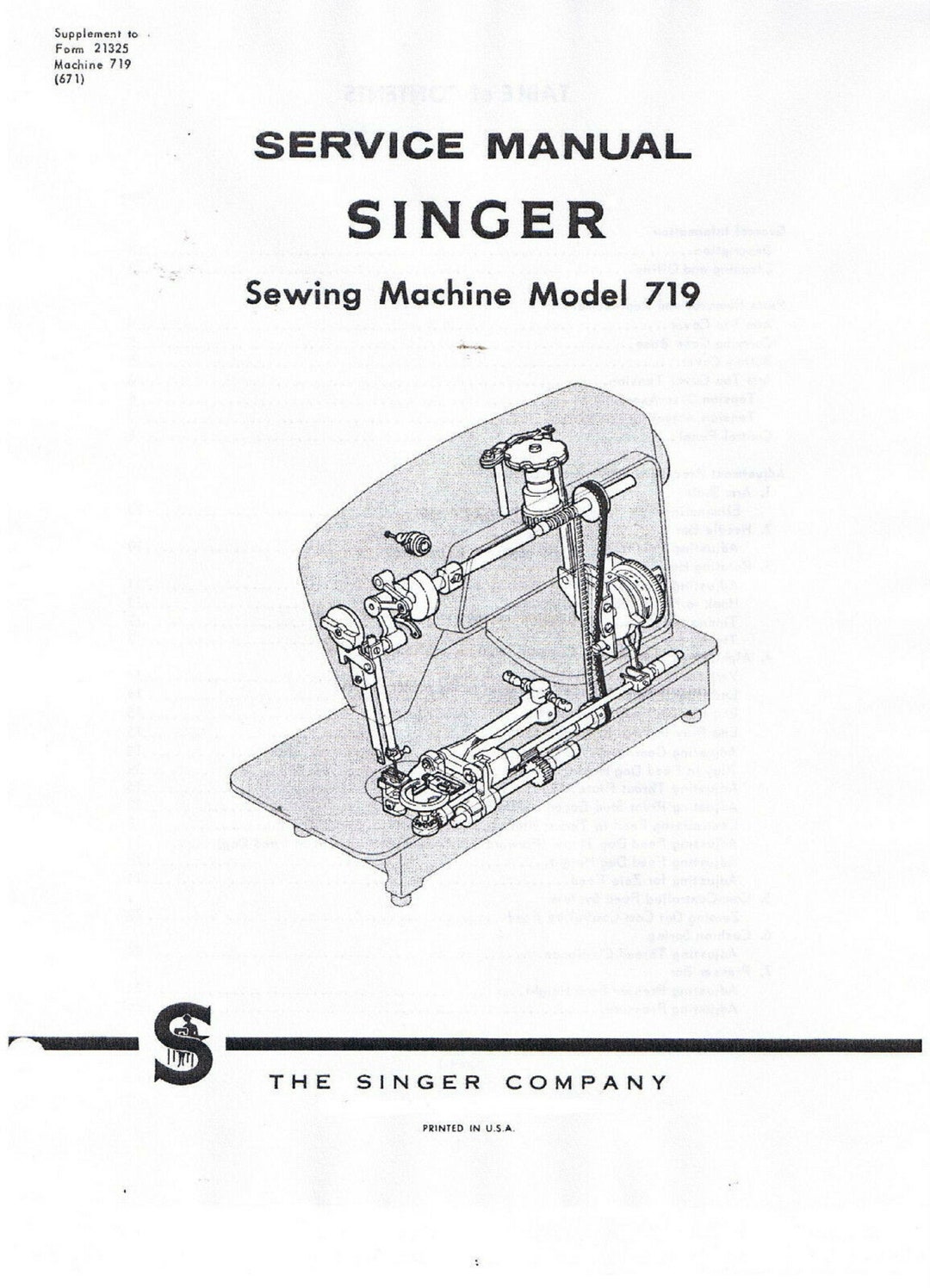 Singer Sewing Machine Model 719 Service Repair Manual Book How to Set