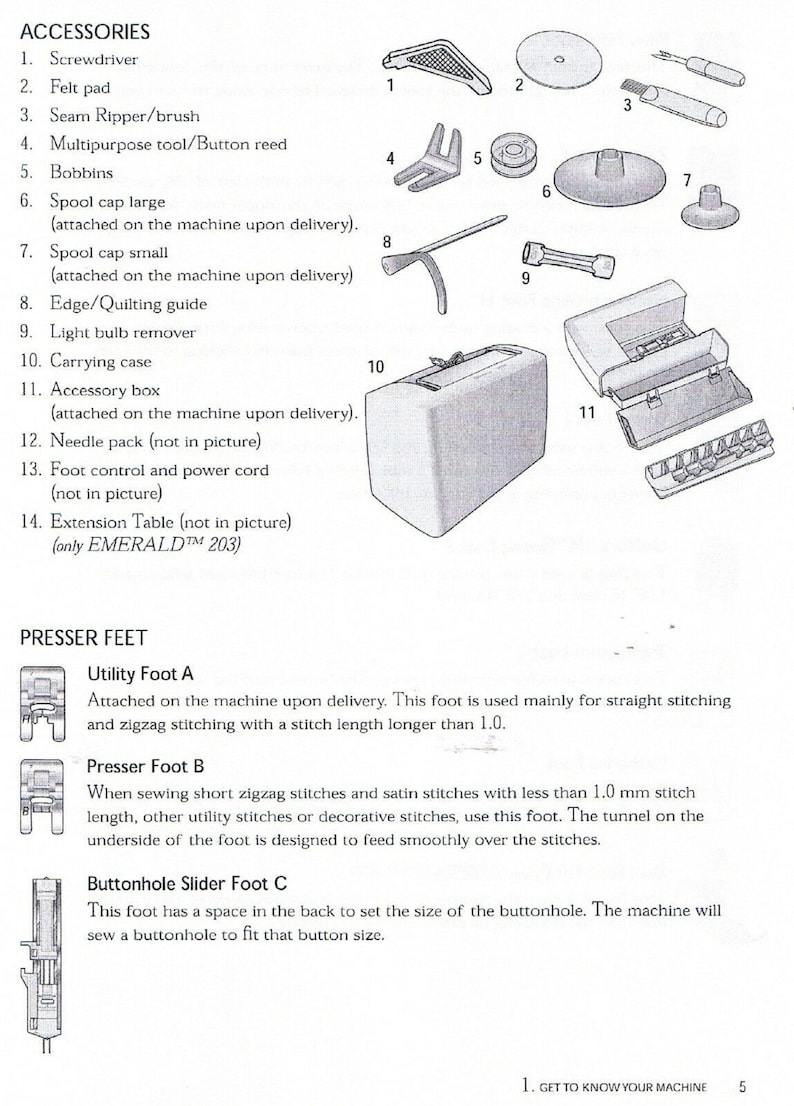 Husqvarna Viking Emerald 183 203 Sewing Machine User Guide Etsy