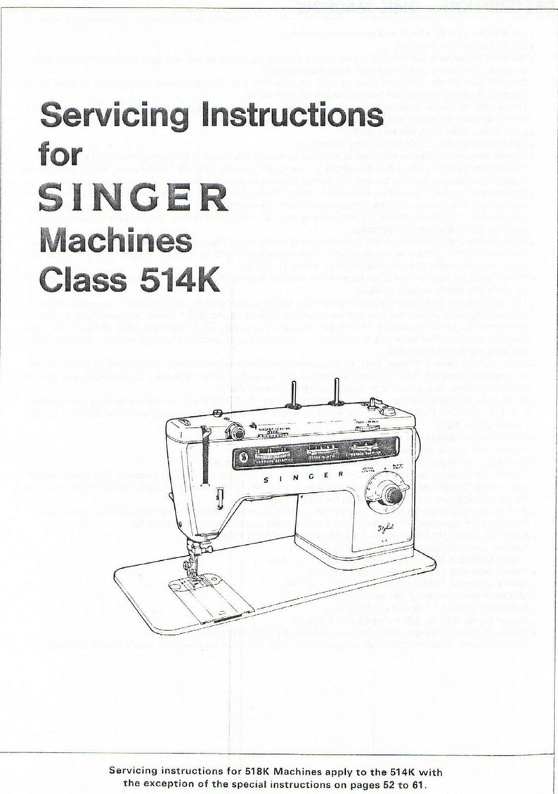 Singer Stylist Models 514 514K 534 Sewing Machine Tech Adjusters