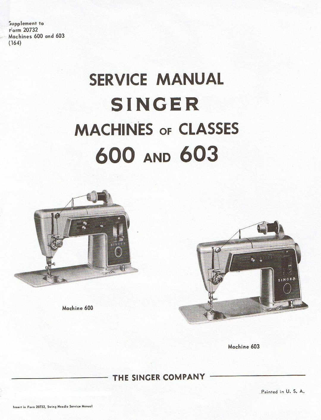 Singer Sewing Machine Model 600 603 Adjuster Service Repair Manual Book How to Set Time Timing
