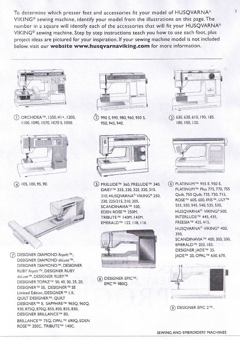 Husqvarna Viking Accessory User Guide Presser Foot Feet Etsy