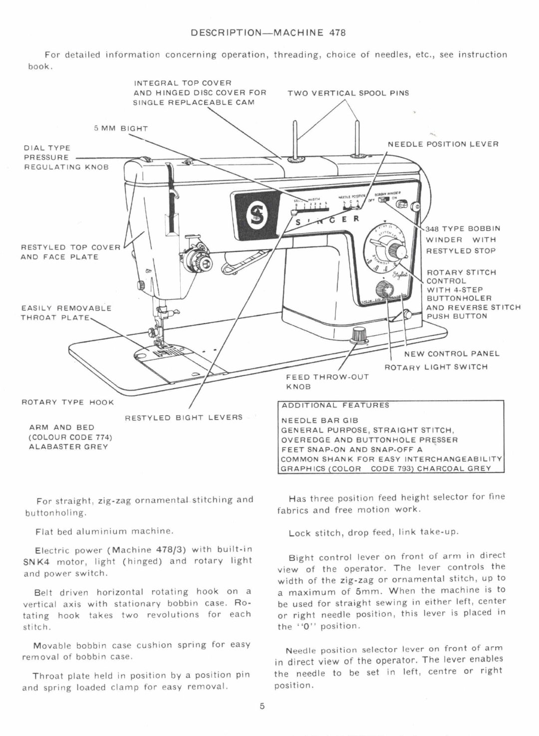 Singer Stylist 477 478 Sewing Machine Service Repair Manual