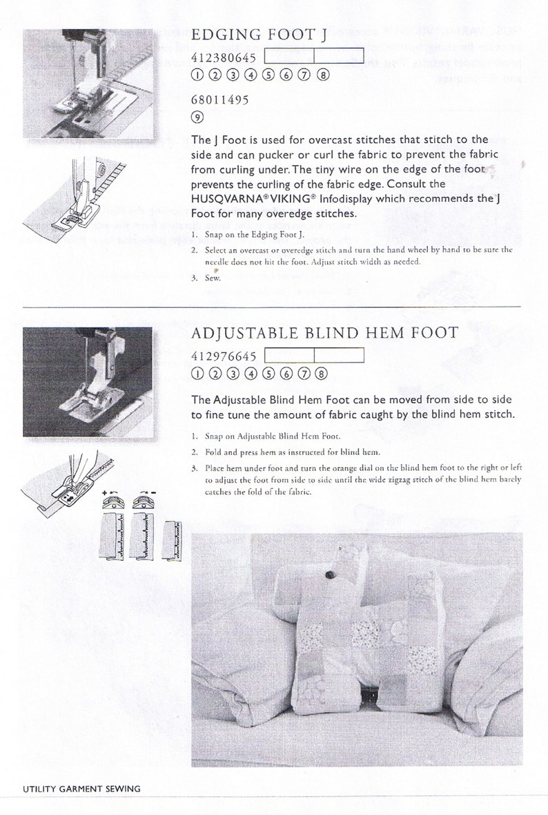 Husqvarna Viking Accessory User Guide Presser Foot Feet Etsy