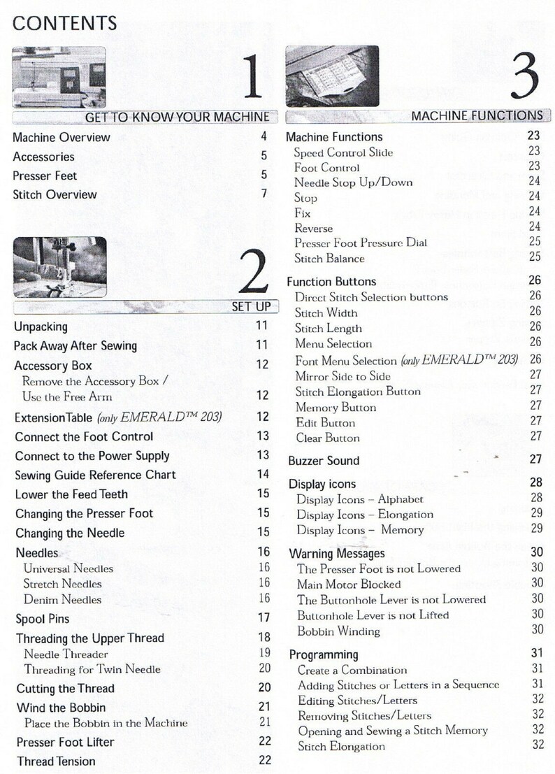Husqvarna Viking Emerald 183 203 Sewing Machine User Guide Etsy