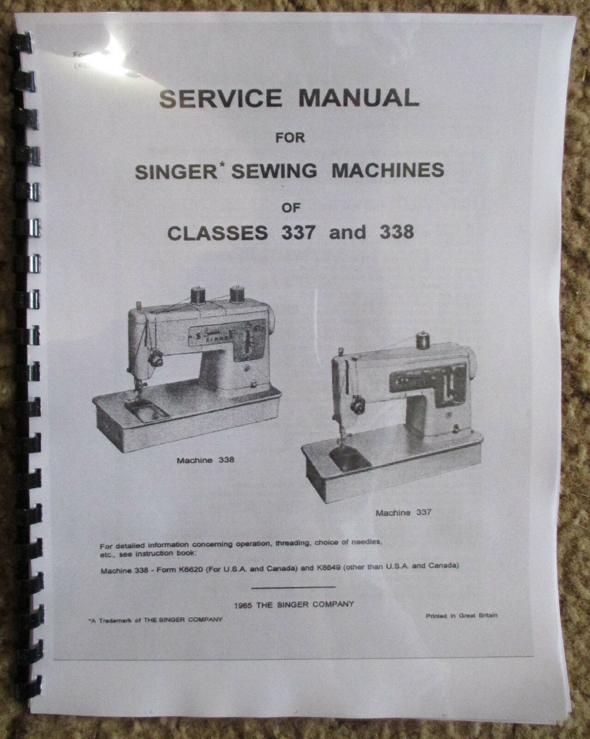 Singer Sewing Machine Models 337 338 Service Adjusters Repair