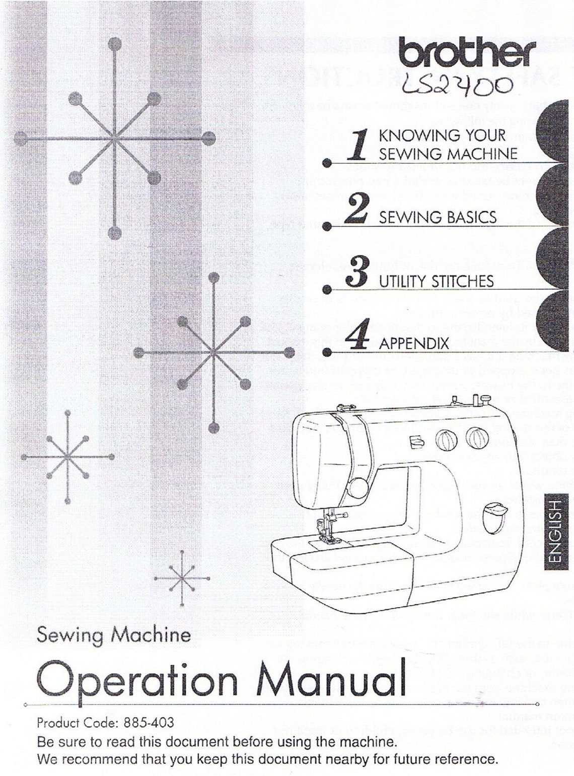 Brother LS2400 Sewing Machine Operation Operating User's Guide Owners ...