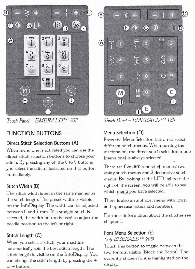 Husqvarna Viking Emerald 183 203 Sewing Machine User Guide Etsy