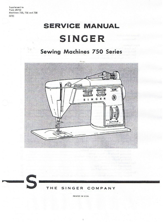 Singer Golden Touch & Sew Sewing Machine Class 750 Series 756 758 Service Repair Manual Book and Parts List How To Set Time Timing Tension