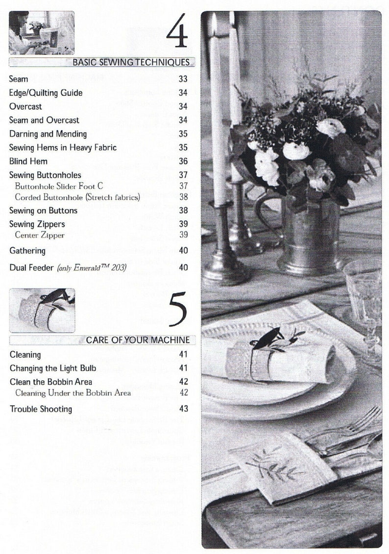 Husqvarna Viking Emerald 183 203 Sewing Machine User Guide Etsy