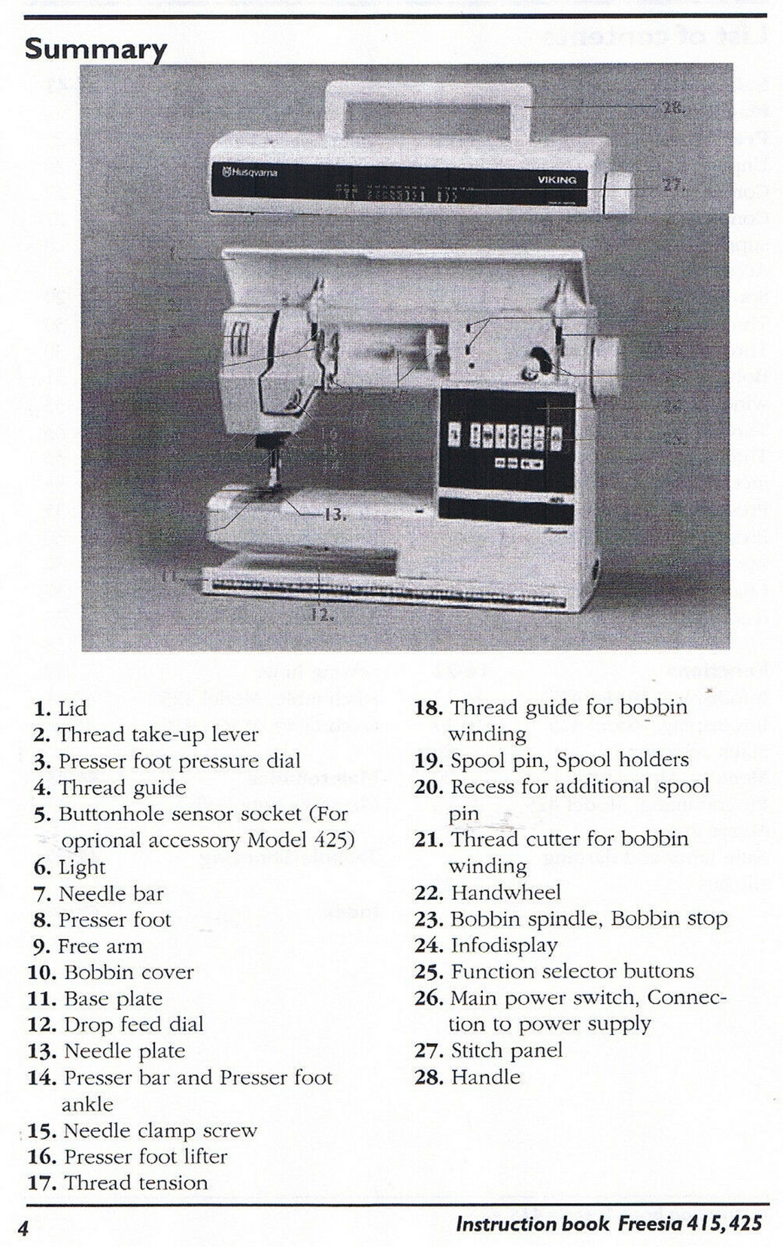 Husqvarna Viking Freesia 415 425 Sewing Machine Users Guide Etsy