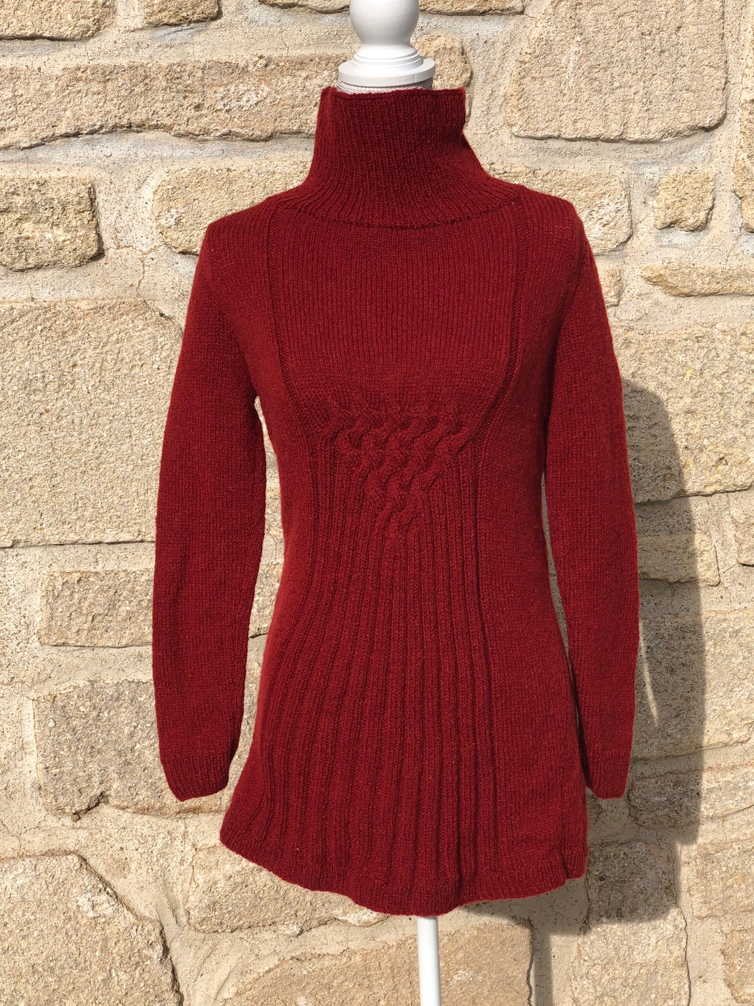 Patrón retorcido de suéter largo en la parte delantera lana LANG