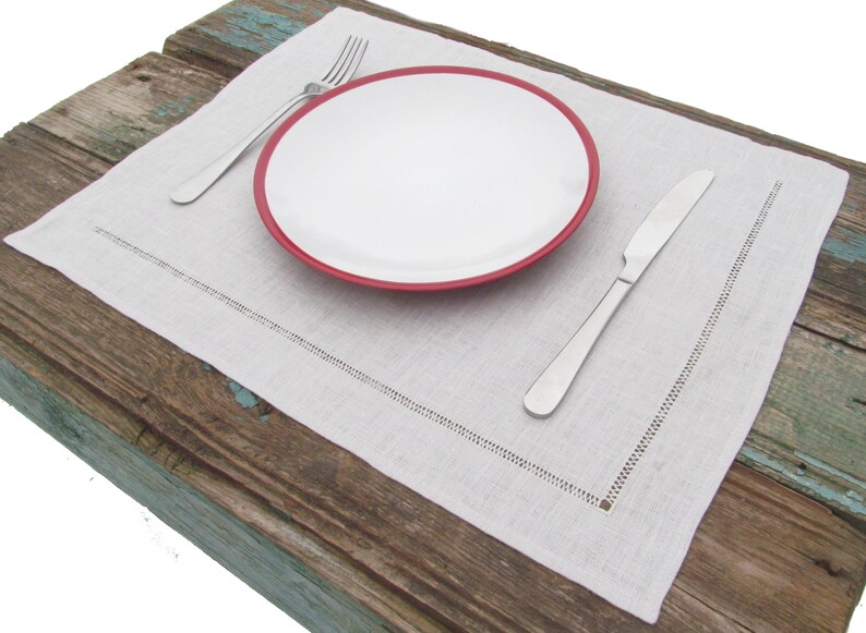 Kitchen Placemats Natural Linen Napkins Place Mats with Hemstitch Custom Table Cloth