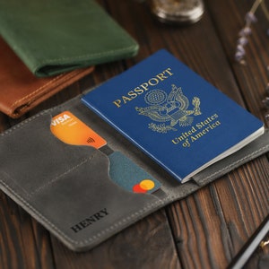 Leather Passport Holder Personalised Passport Cover Gift For Man Classic Passport Holder Travel Case For Passport Travel Gift image 9