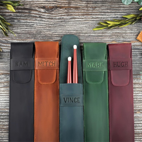 Personalisierte personalisierte Drumstick Hülle - personalisierte Drumstick Hülle - personalisierte Drumstick Hülle mit Prägung - Zubehör für Trommel - Drumstick Halter Hülle