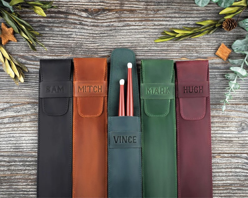 Gepersonaliseerde drumstickhoes - aangepaste drumstickhouder - drumstickhuls met reliëf - accessoires voor drum - drumstickhouder geval graveren afbeelding 1