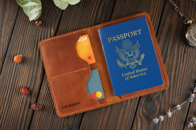 Leather Passport Holder Personalised Passport Cover Gift For Man Classic Passport Holder Travel Case For Passport Travel Gift image 1