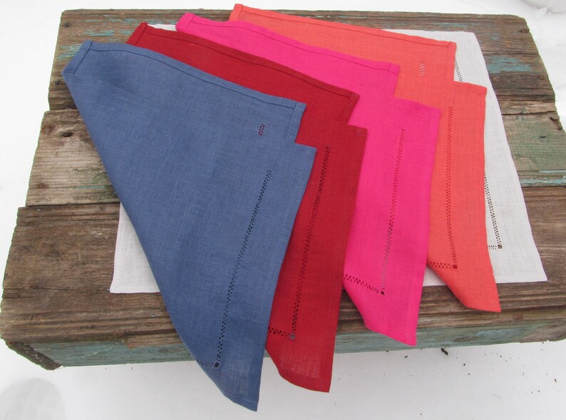 Kitchen Placemats Natural Linen Napkins Place Mats with Hemstitch Custom Table Cloth