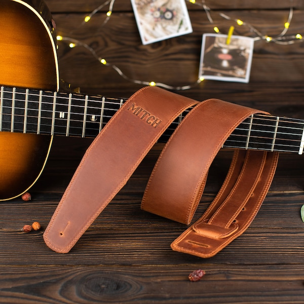 Leather Guitar Strap - Personalized Gift - Gift For Man - Custom Guitar Belt - Handcrafted Guitar Strap - Gift For  - Custom Guitar Strap