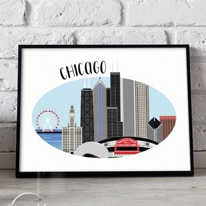 Chicago Skyline Illustration - CHI Illustration - Wall Art - Digital Download