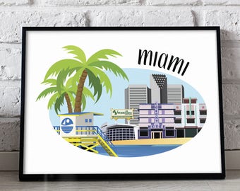 Miami Skyline - Wandkunst - Digitaler Download