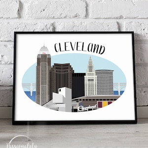Cleveland Skyline - Cleveland Illustration - The Land - Wall Art - Digital Download