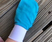 Teal Athleisure Cotton Jersey and Silky Spandex Baby Mittens No Scratch Mittens Eczema Mittens (baby toddler child adult elderly custom)