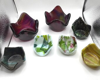 Fused Glass Candleholders Candle Holders Trinket Dishes Gifts